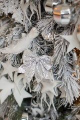 White Christmas tree with decorations