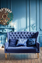 Blue and silver Christmas interior room