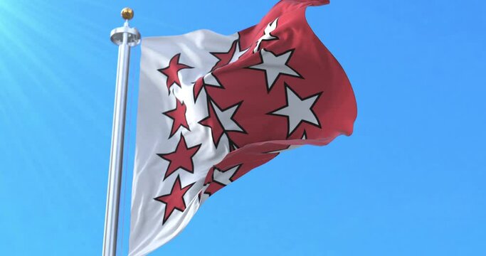 Canton of Valais Flag, Switzerland. Loop