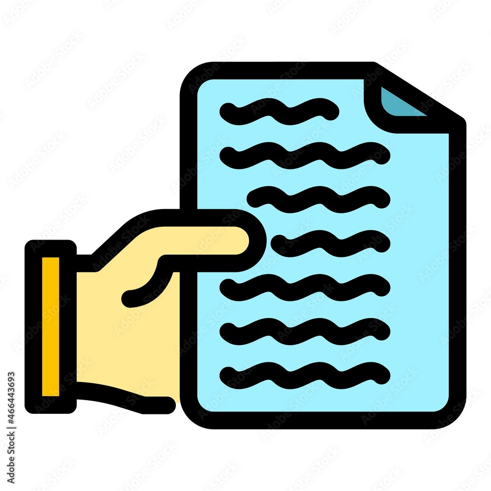 Poster contract page icon. outline contract page vector icon color flat isolated