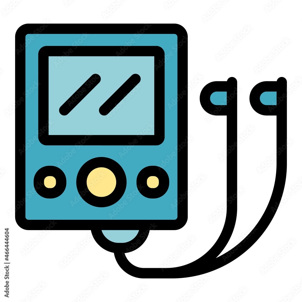 Poster gadget player icon. outline gadget player vector icon color flat isolated