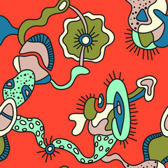 Fototapeta premium Seamless abstract unusual artwork with hand drawn pattern