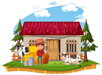 Farmer at the rural old farm house