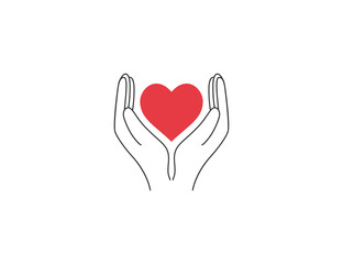 Hands of the heart icon. Vector illustration. Flat design.
