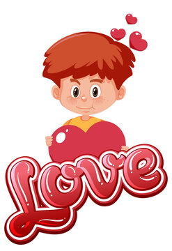 Boy with love icon font