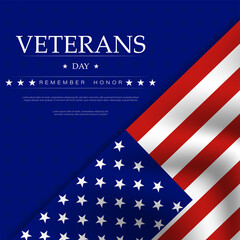 Fototapeta na wymiar Veteran's day vector illustration with USA flag. November 11.