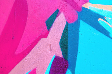 Closeup of colorful teal, pink and blue urban wall texture. Modern pattern for wallpaper design....