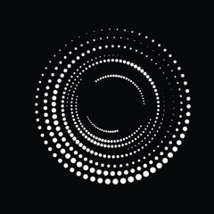 Halftone dots in Semi Circle Form .  Vector Illustration .Technology round. Moon Logo . Design element . Abstract Geometric shape .