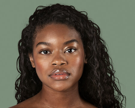 Beautiful African woman, face portrait close up
