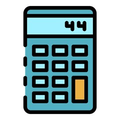 Manual calculator icon. Outline manual calculator vector icon color flat isolated