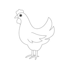Hen. Vector illustration. Coloring book for children. Outline on an isolated background. Doodle style.