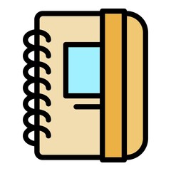 Office notepad icon. Outline office notepad vector icon color flat isolated