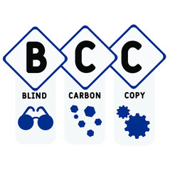 BCC - Blind Carbon Copy  acronym. business concept background.  vector illustration concept with keywords and icons. lettering illustration with icons for web banner, flyer, landing