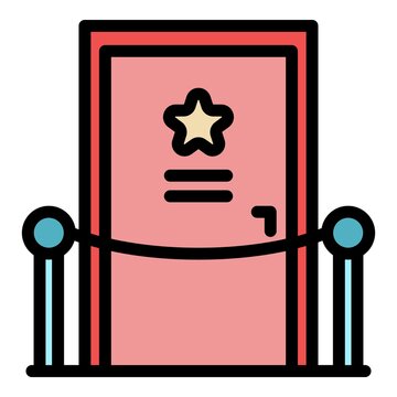 recommend clip art: Actor dressing room door icon. Outline actor dressing room door vector icon color flat isolated
