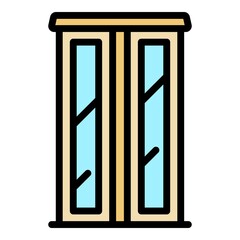 Clothes wardrobe icon. Outline clothes wardrobe vector icon color flat isolated