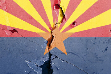 Arizona state flag painted on a cracked wall - Arizona flag abstract wallpaper