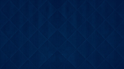 Dark blue colored seamless natural cotton linen textile fabric texture pattern, with diamond...