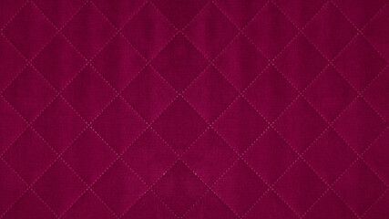Magenta pink colored seamless natural cotton linen textile fabric texture pattern, with diamond...