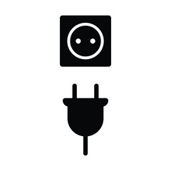 electric socket icon. line style icon          black vector symbol of  plug 