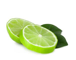 Lime slices isolated on a white background