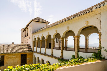 Obraz premium Generalife palace with green courtyard in Alhambra, Granada, Spain