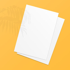Two sets of white paper on isolated background for mockup product and advertisiment