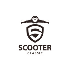 Moped scooter logo design. Retro scooter front view vector design. © Nasarudin