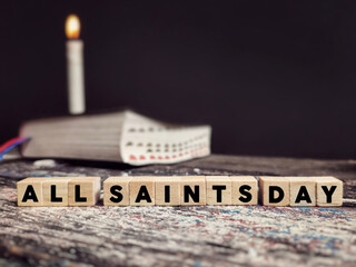 Christianity Concept - all saints day text background. Stock photo.