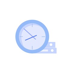 Vector cartoon flat clock and paper folders isolated on empty background-time tracking and following daily schedule, workflow optimization concept,web site banner ad design