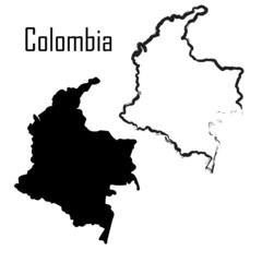 Colombia map black and white vector illustration. map black and white vector illustration.
