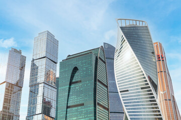Naklejka premium business center district Moscow city skyscrapers .offices of corporations