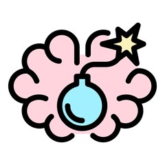 Bomb tension icon. Outline bomb tension vector icon color flat isolated