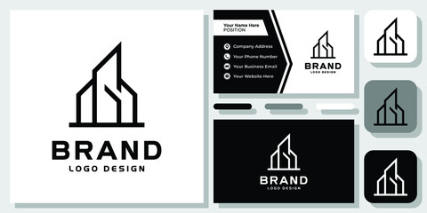 Fototapeta na wymiar Initial Letter G Buildings Monogram Real Estate Apartment Logo Design with Business Card Template