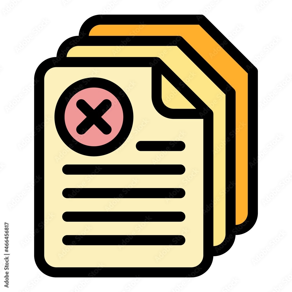Poster cancel docs icon. outline cancel docs vector icon color flat isolated