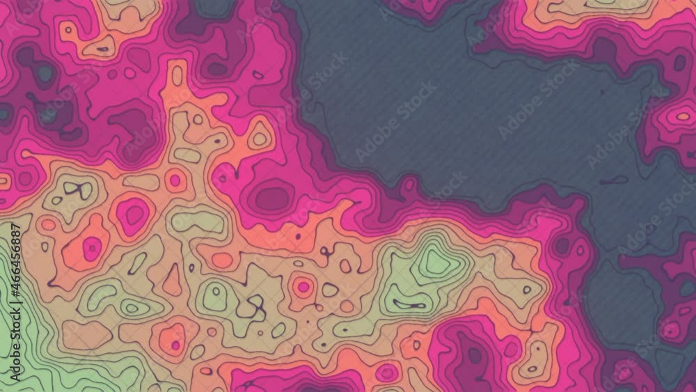 Aufkleber Terrain map on a sheet of cardboard. 3D rendering loop animation HD