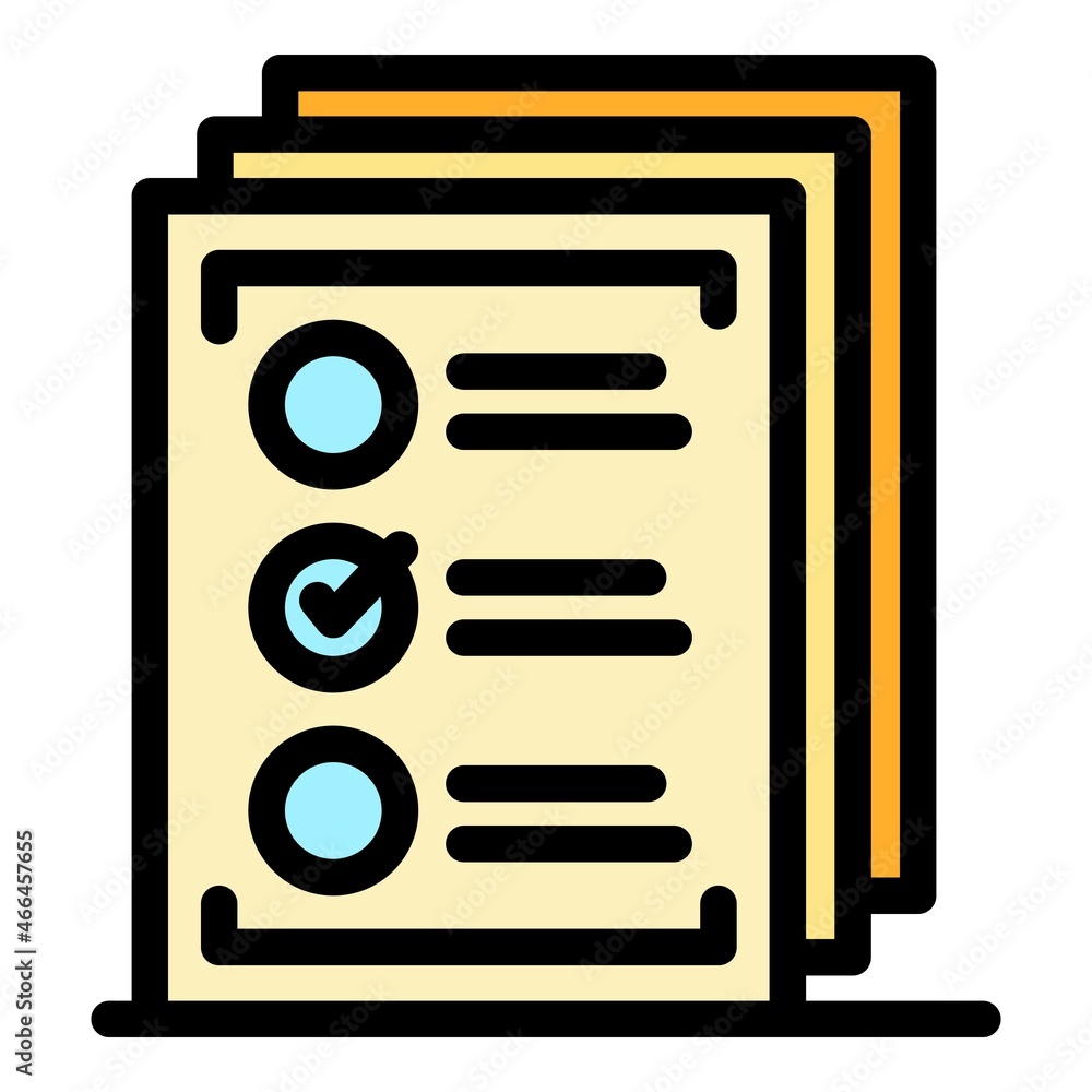 Poster checklist paper icon. outline checklist paper vector icon color flat isolated