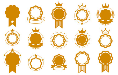 Round shaped blank labels set with space for your element isolated over white, vector classic style design elements emblems or logos, brand icons or product stickers, stylish stamps.
