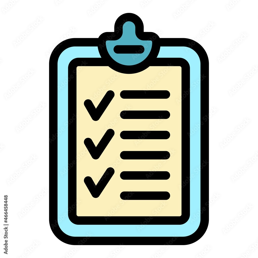 Poster checklist report icon. outline checklist report vector icon color flat isolated