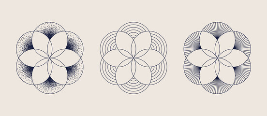Flower of life symbol, Set of different design elements. Vector illustration - 466458477