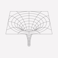 Black hole wireframe geometric shape. Line design, editable strokes. Vector illustration, EPS 10