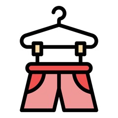 Drying pants icon. Outline drying pants vector icon color flat isolated
