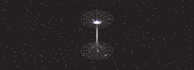 Wormhole funnel on universe background. Black hole, singularity. Line Vector illustration, EPS 10 - 466459836