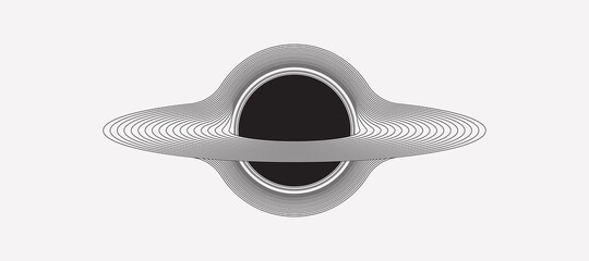 Space black hole icon, line design, editable strokes. Vector illustration, EPS 10 - obrazy, fototapety, plakaty