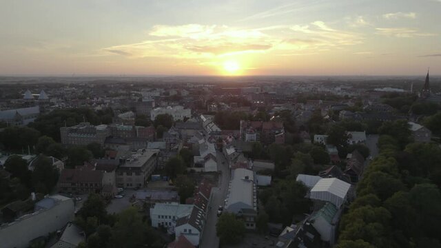 Drone view of old town Lund, Sweden