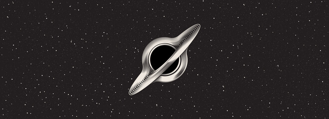 Black hole icon with starry background, nebula galaxy. vector illustration EPS 10