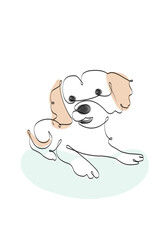 dog cute sweet minimal minimalistic one line drawing line drawing pastel happy animal illustration 