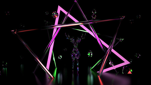 Natale neon con renna - visione futuristica