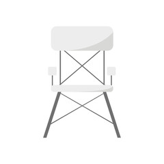 Vector illustration of white plastic chair in Scandinavian Nordic style with black legs.