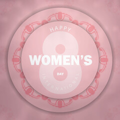 Greeting card international womens day pink color with abstract pattern