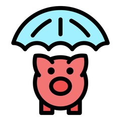 Pension money icon. Outline pension money vector icon color flat isolated